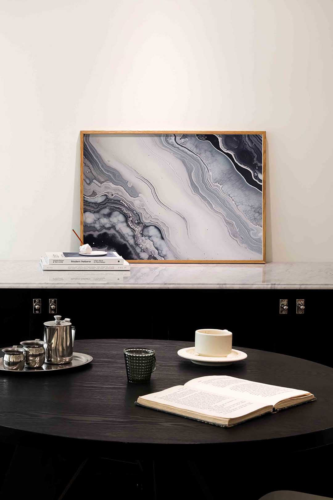 Golvende lijnen – abstracte poster in liggend formaat