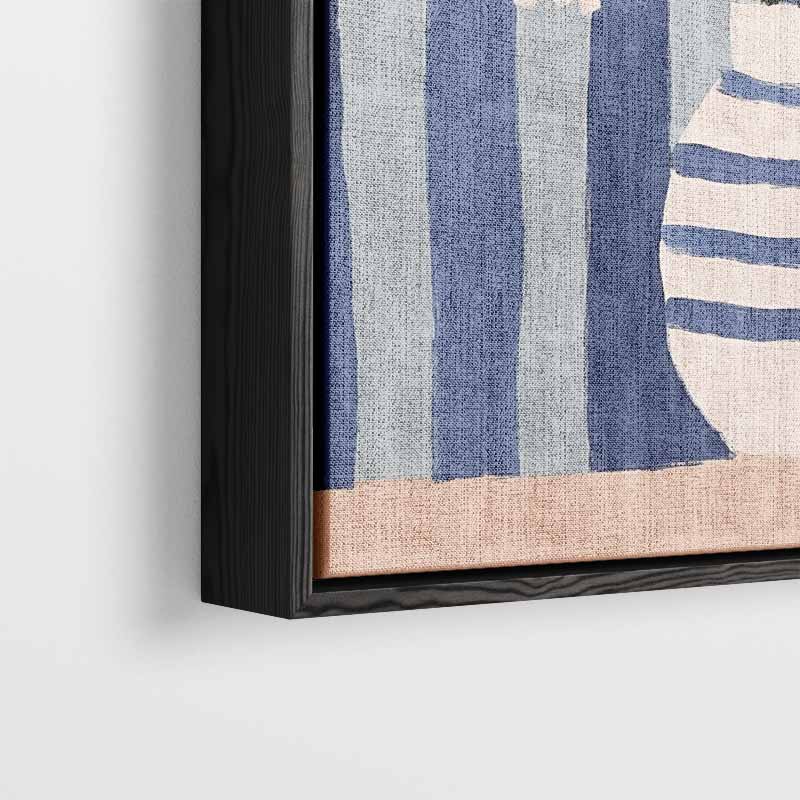Bloemen in Blauwe Strepen – plexiglas kunstwerk als wanddecoratie