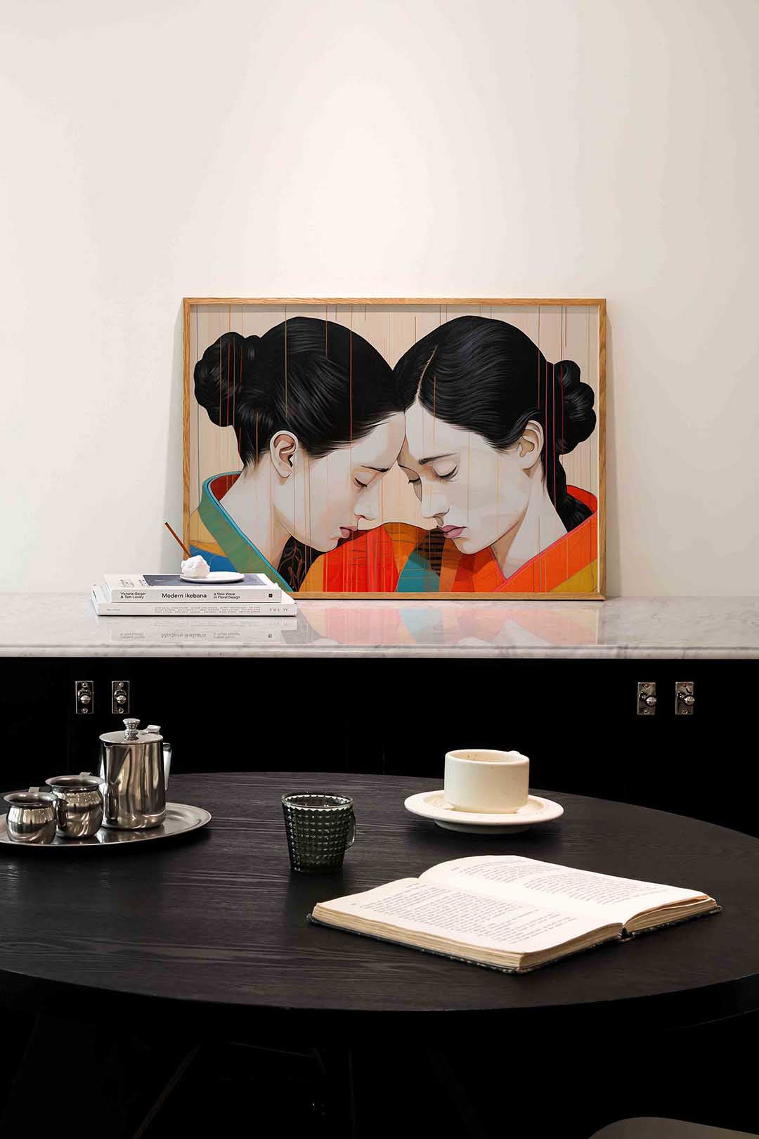 Twee figuren met gesloten ogen – portret poster in liggend formaat
