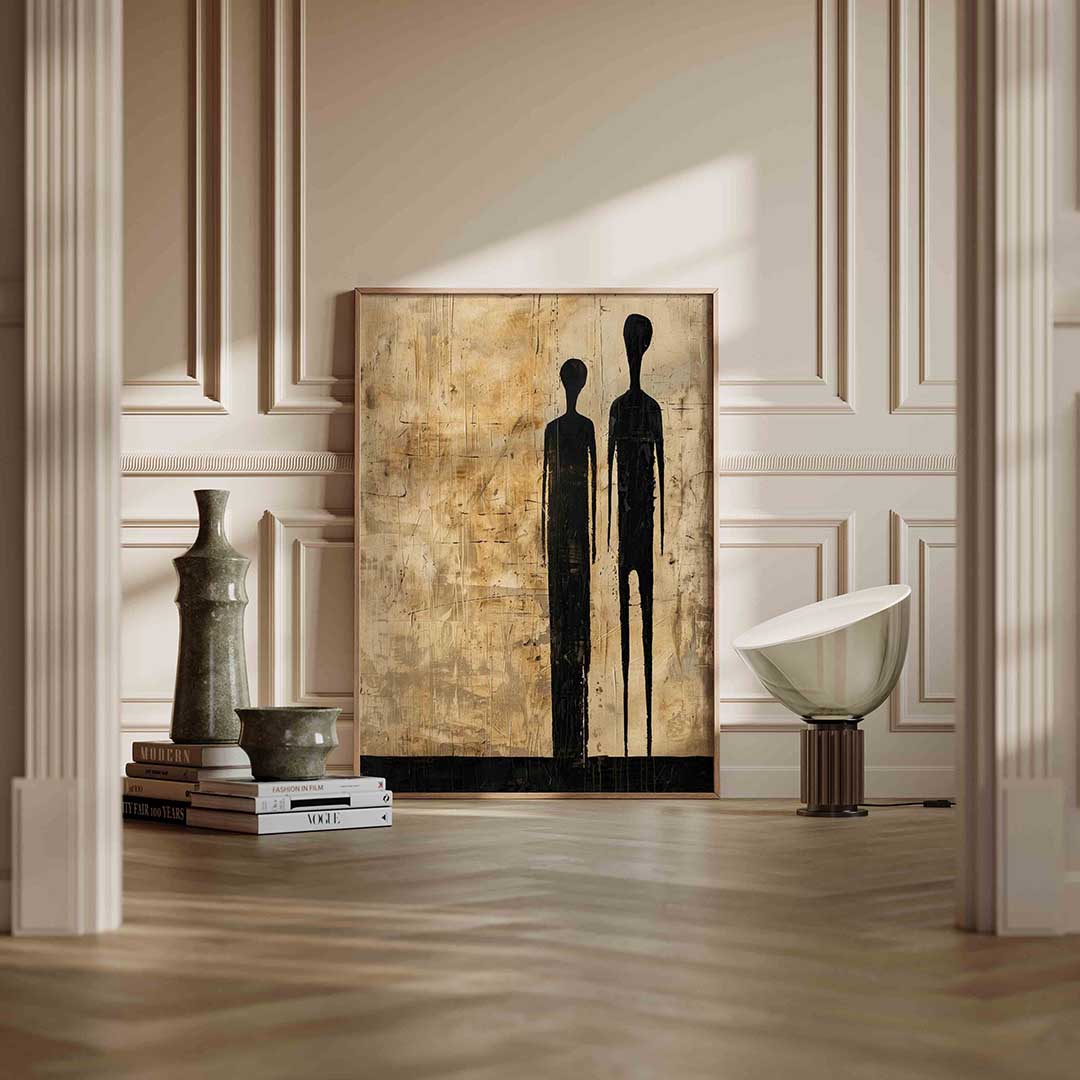 Twee zwarte figuren – staande abstracte wanddecoratie van WallArtistic