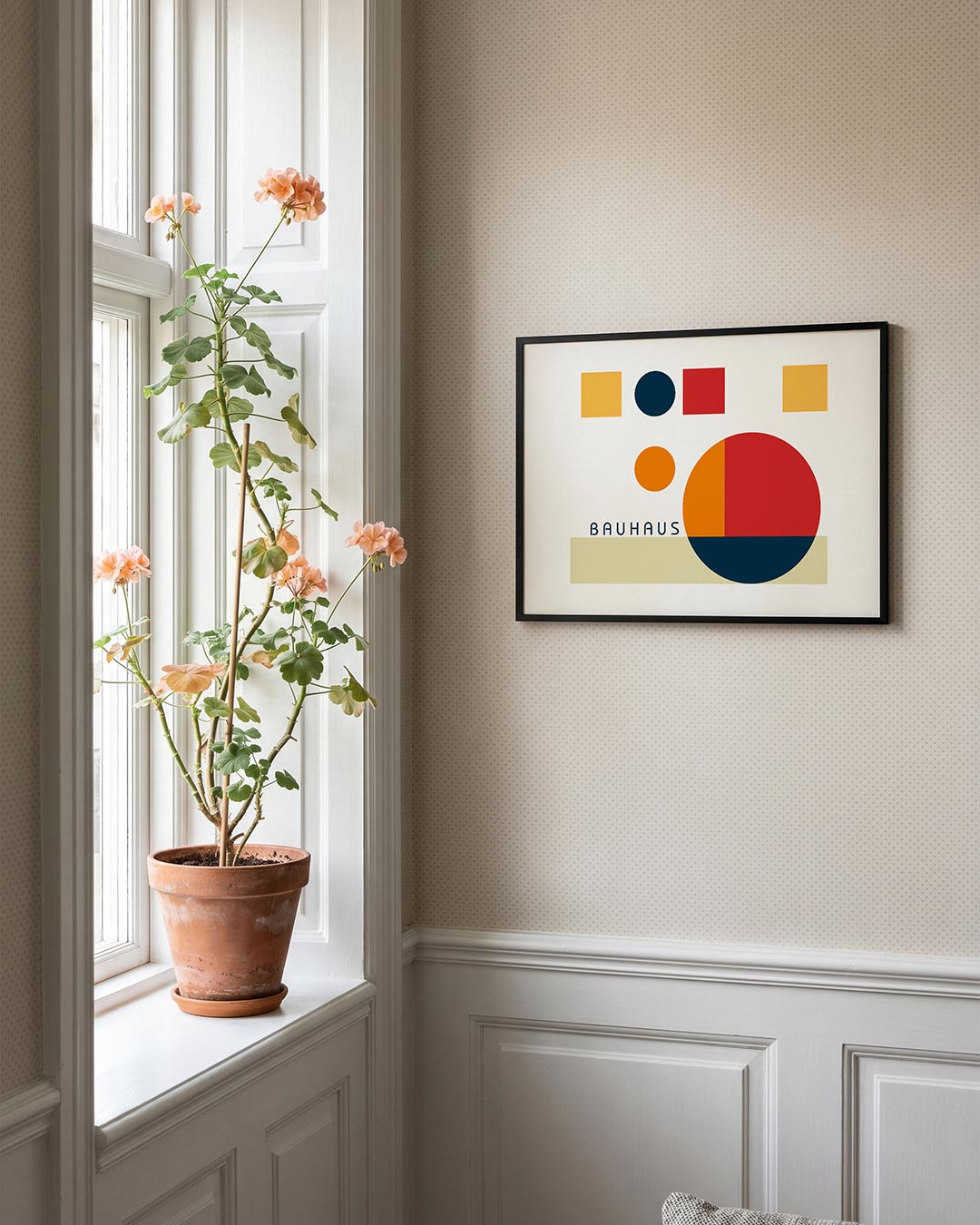 Vorm en balans – liggende Bauhaus poster voor aan de muur