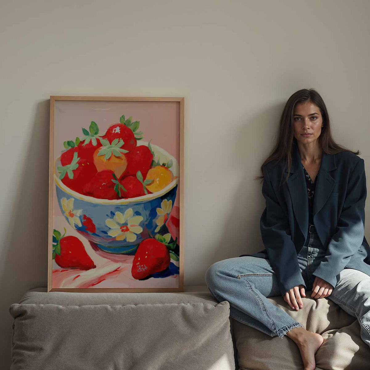 Zomerse Aardbeien – staande keuken wanddecoratie van WallArtistic