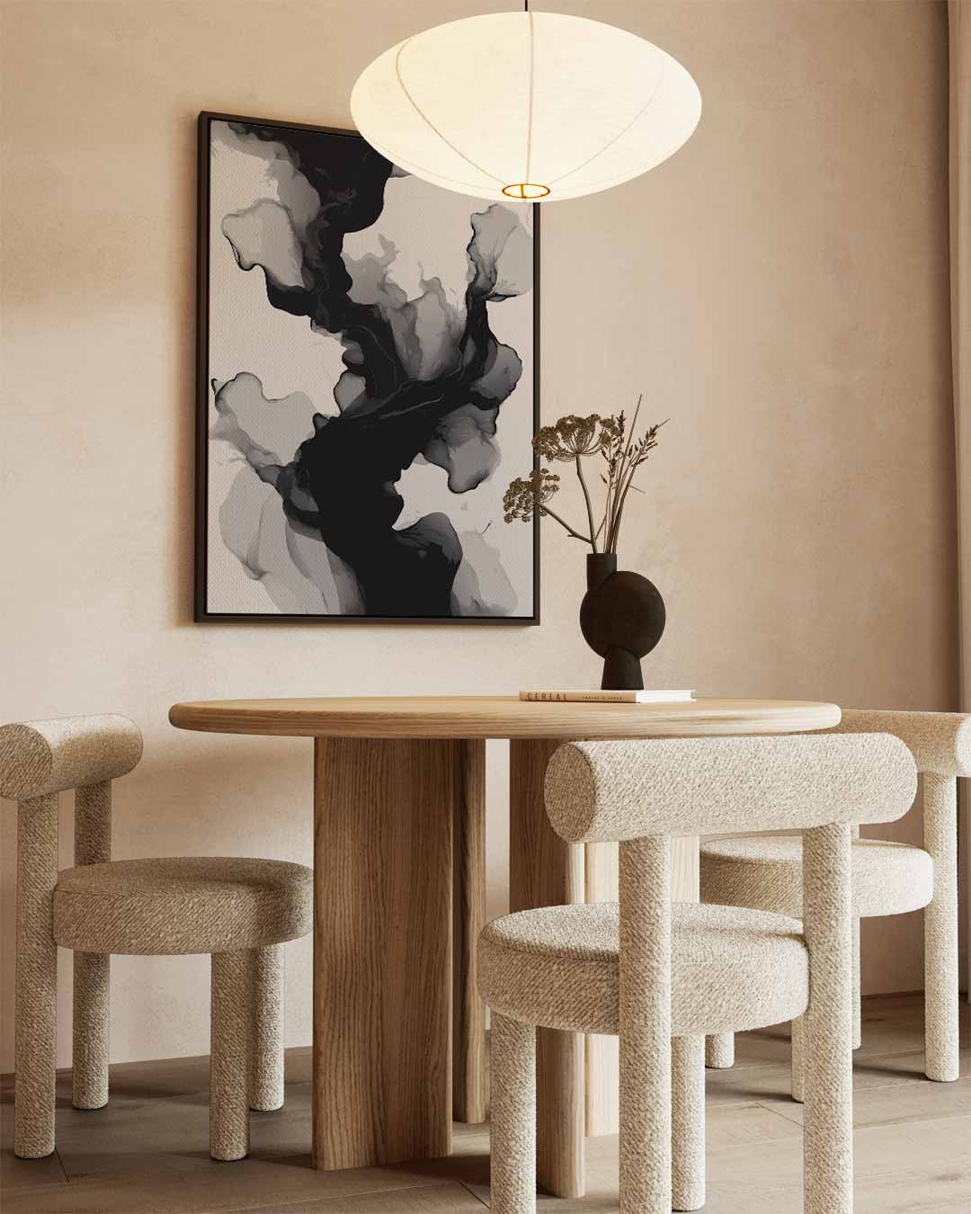Mystieke Wolken in Beweging – kunstwerk met zwarte baklijst