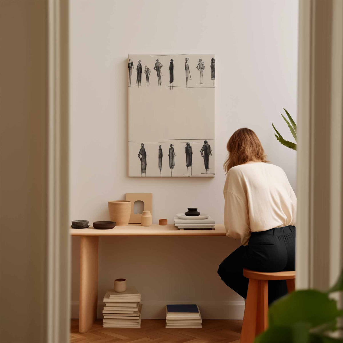 Lijnen van Menselijke Expressie – canvas kunstwerk als wanddecoratie