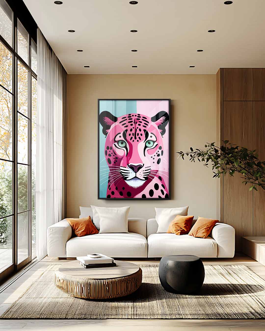 Kleurrijke Luipaard Expressie – modern portret kunstwerk van WallArtistic
