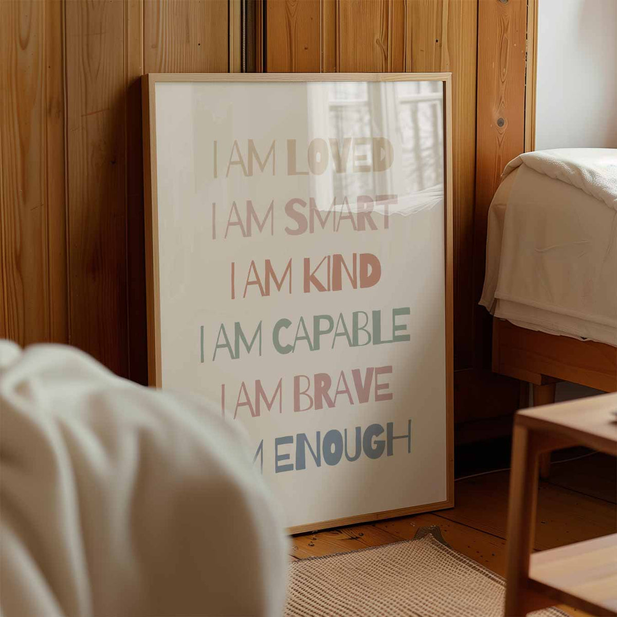 Inspirerende Zelfvertrouwen – staande muurposter voor de kinderkamer