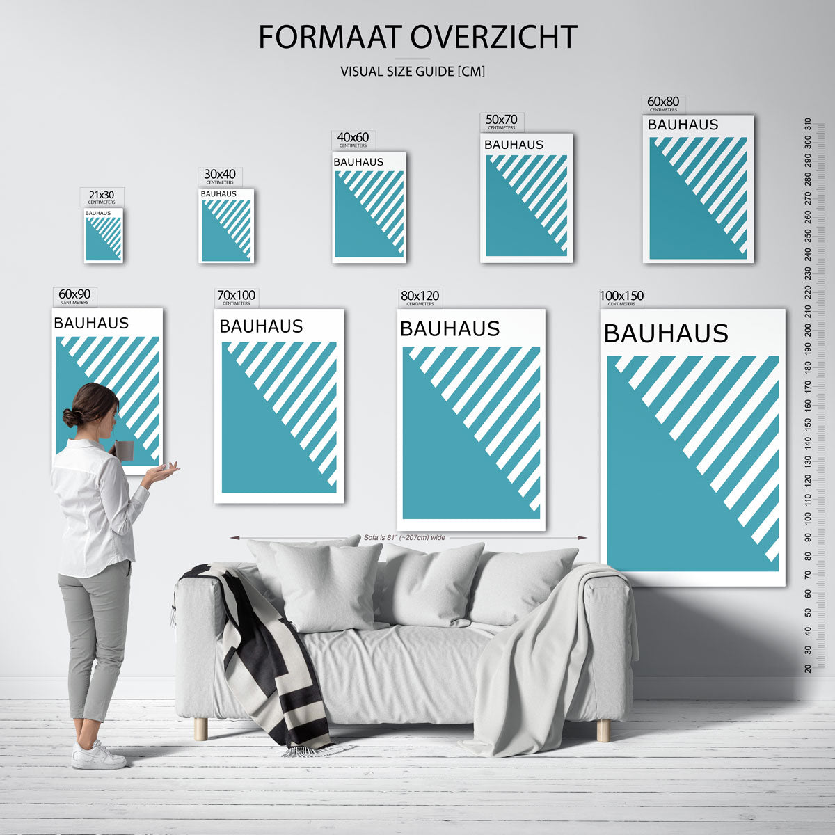 Diagonal lijnen – geometrische poster in Bauhaus-stijl van WallArtistic