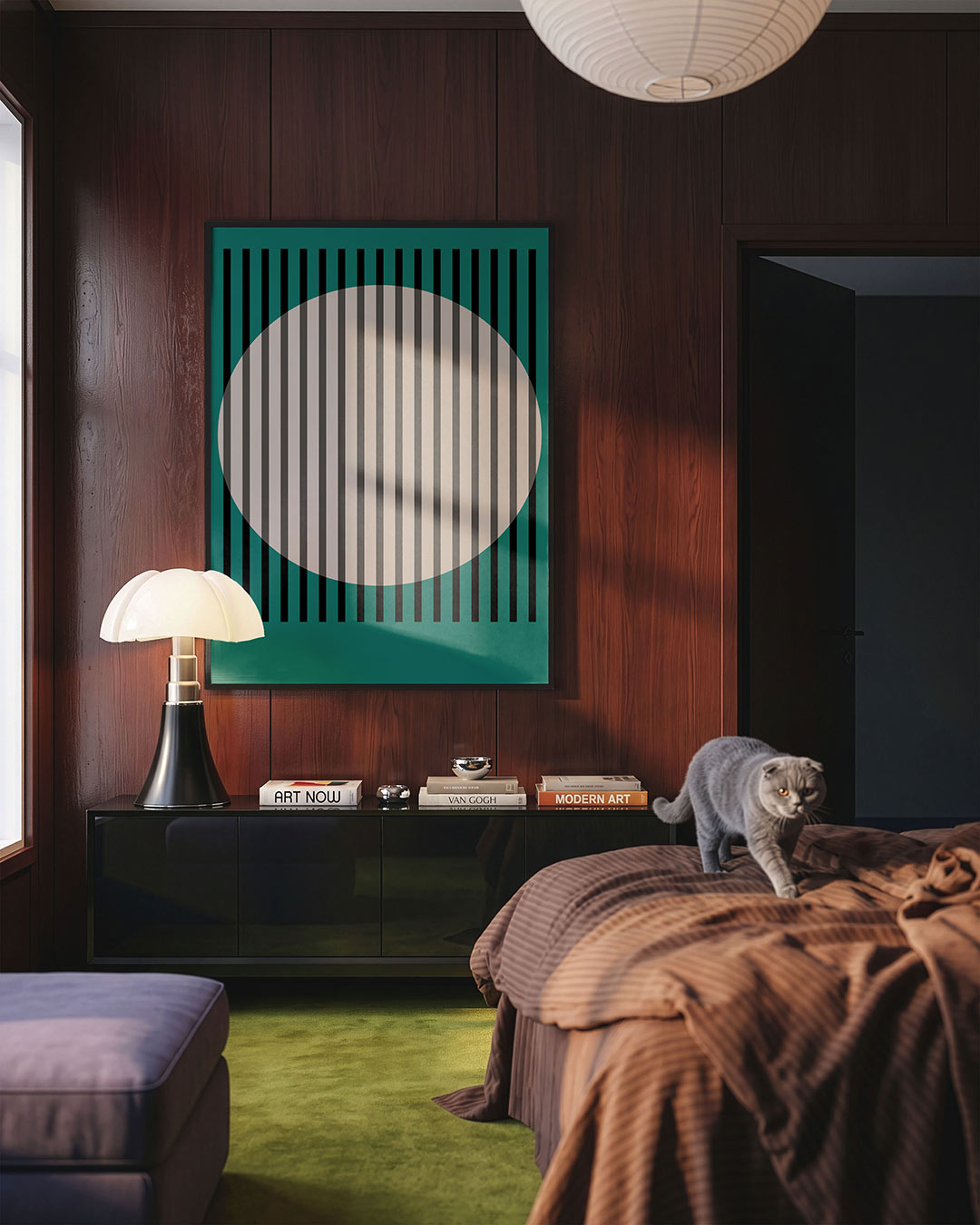 Ovale lijnenstructuur – geometrische Bauhaus poster in staand formaat