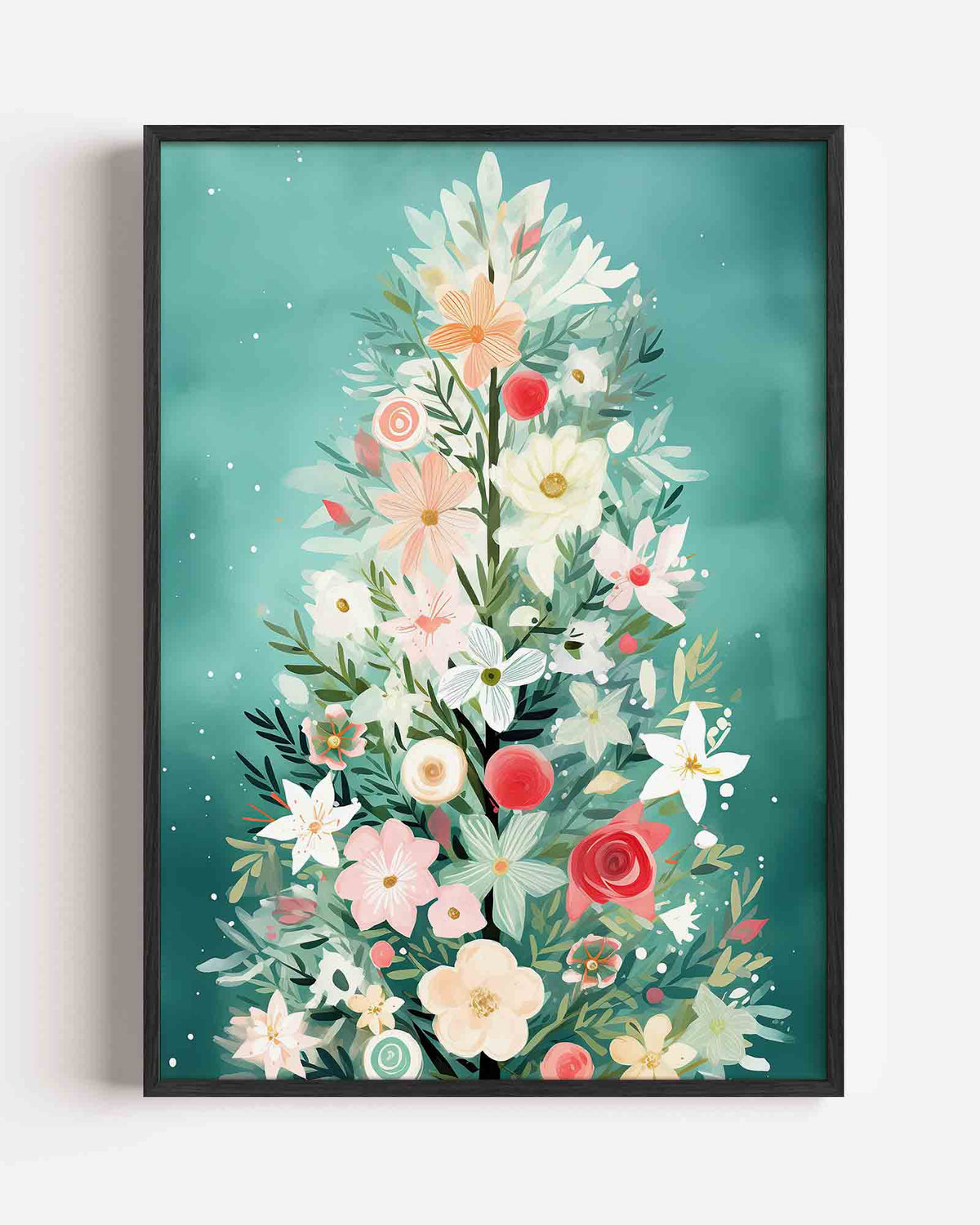 Bloemen compositie – kerst portret poster als wanddecoratie
