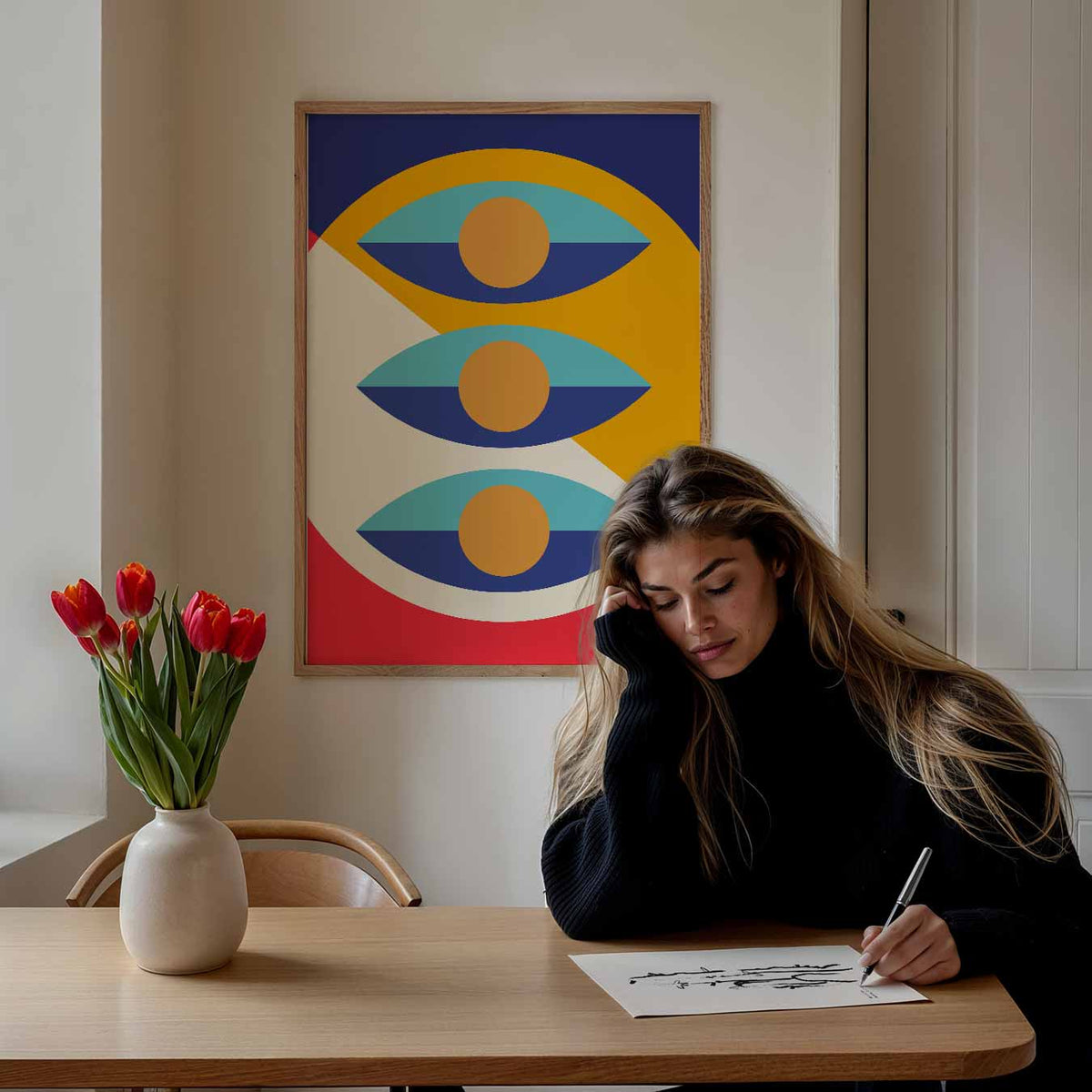 Moderne Abstracte Ogen – staande dieren wanddecoratie van WallArtistic