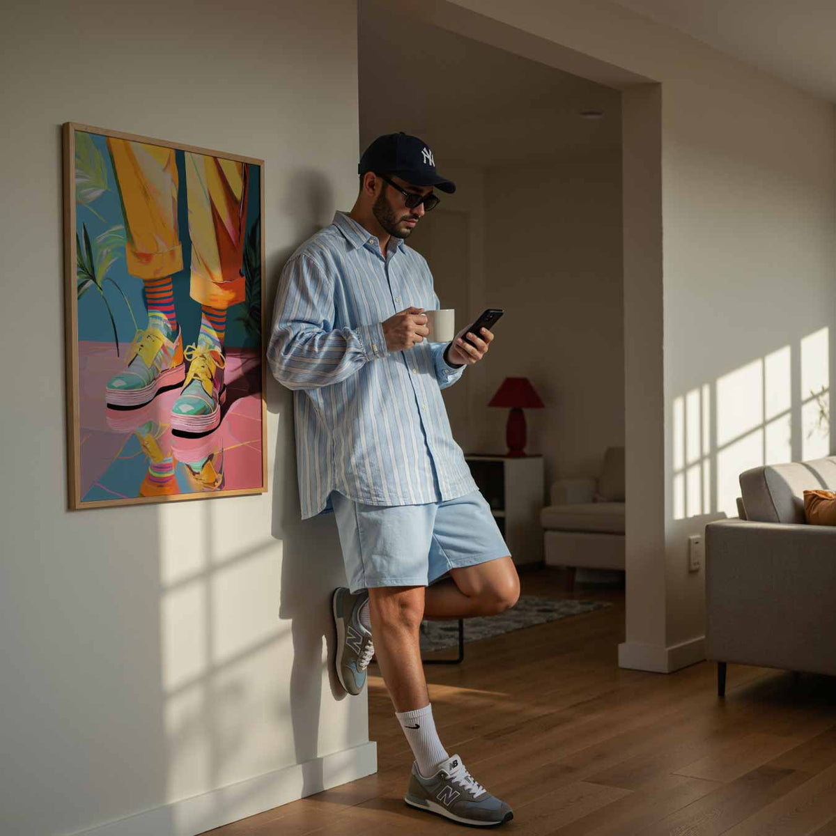 Vrolijke Sneaker Vibes – staande muurposter met Popart uitstraling