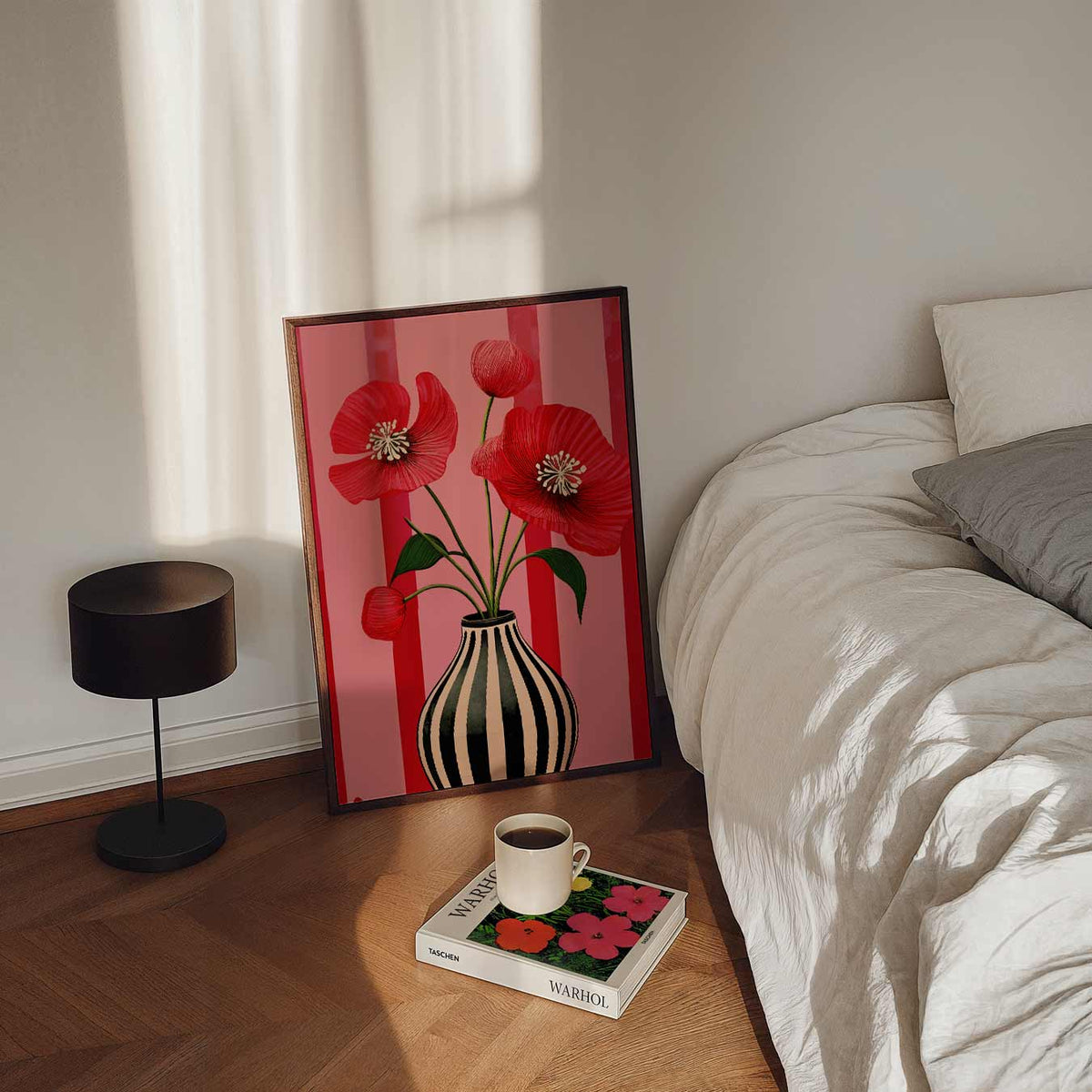 Rode Bloemenpracht – staande bloemen wanddecoratie van WallArtistic
