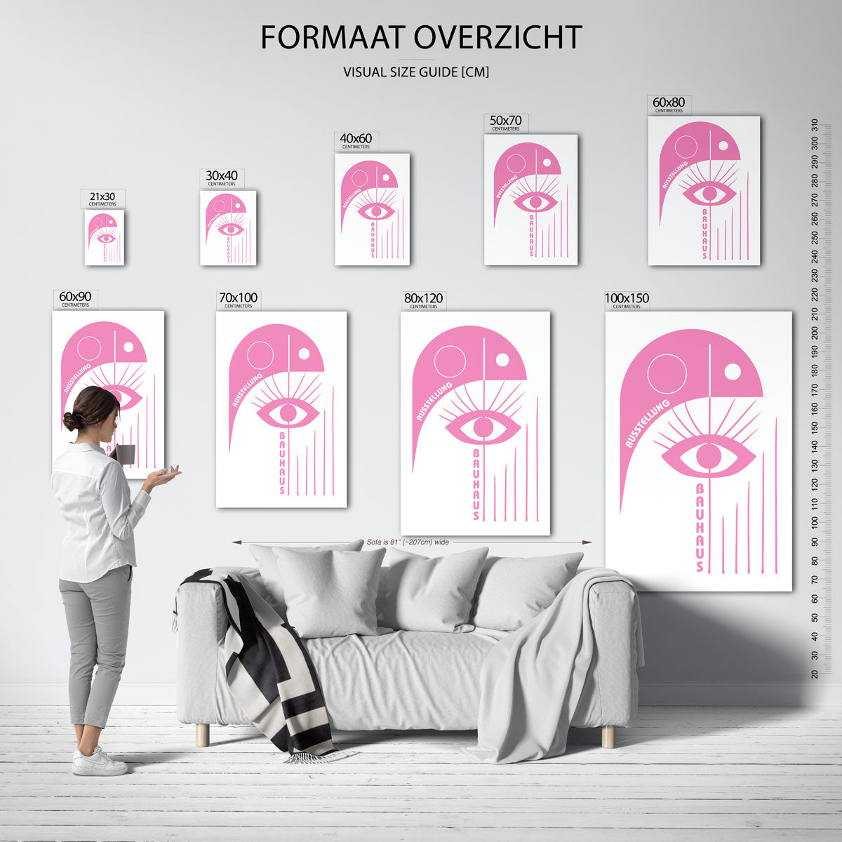 Oog en lijnen – geometrische poster in Bauhaus-stijl van WallArtistic