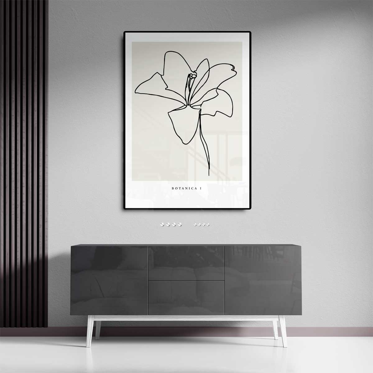 Elegante Bloemenlijntekening – dibond kunstwerk als wanddecoratie