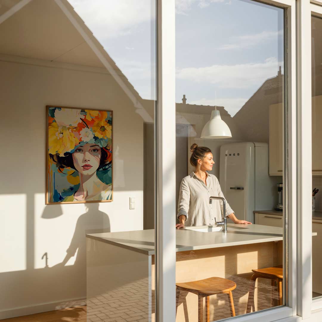 Vrouwelijke Elegant Bloemenportret – vrouwelijke portretposter in staand formaat