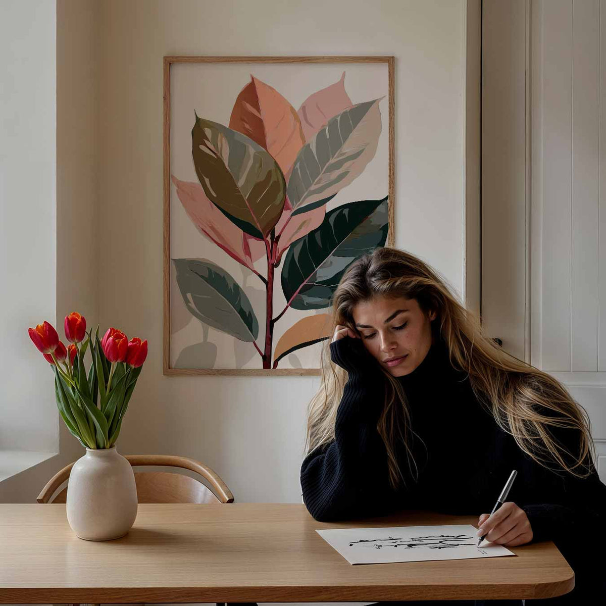 Botanische Bladeren – bloemen poster als moderne staande wanddecoratie