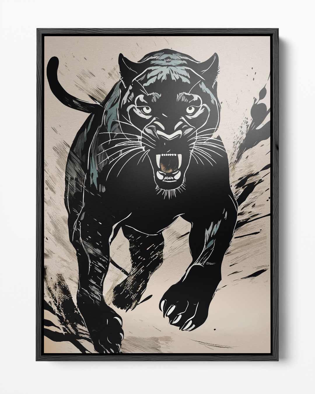 Wilde Zwarte Panter Kunstwerk – portret kunstwerk als wanddecoratie