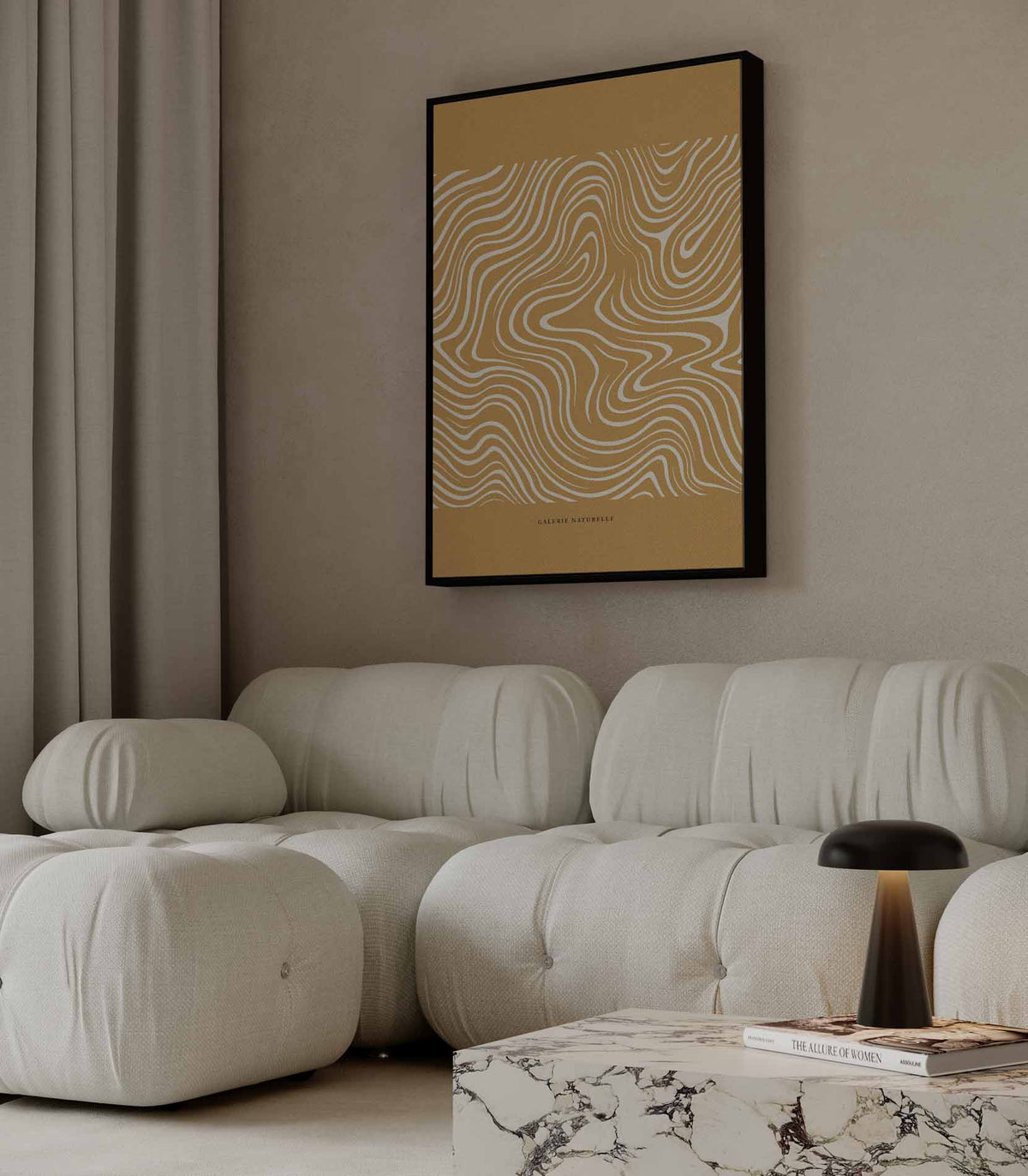 Golvende Lijnen Natuurprint – plexiglas wanddecoratie in portret formaat