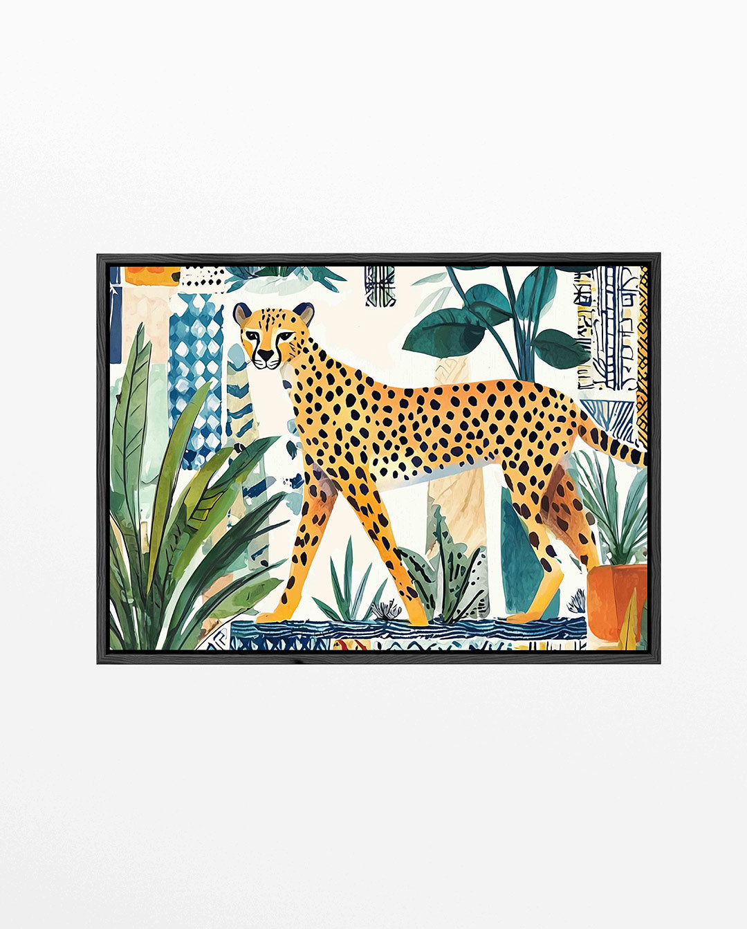 Luipaard en bladeren – Dieren kunstwerk – liggend dieren kunstwerk