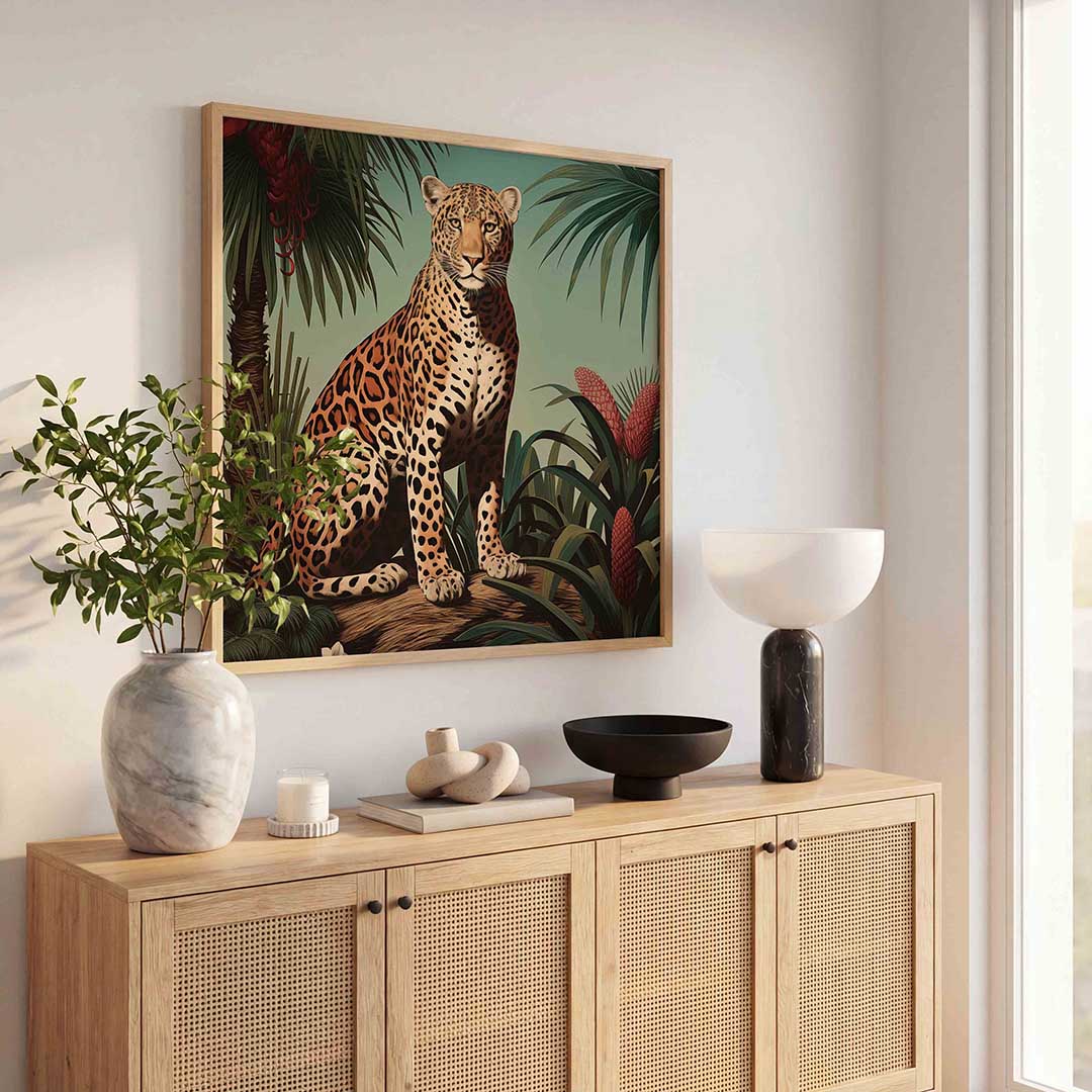 Luipaard in jungle – tropische poster in vierkant formaat