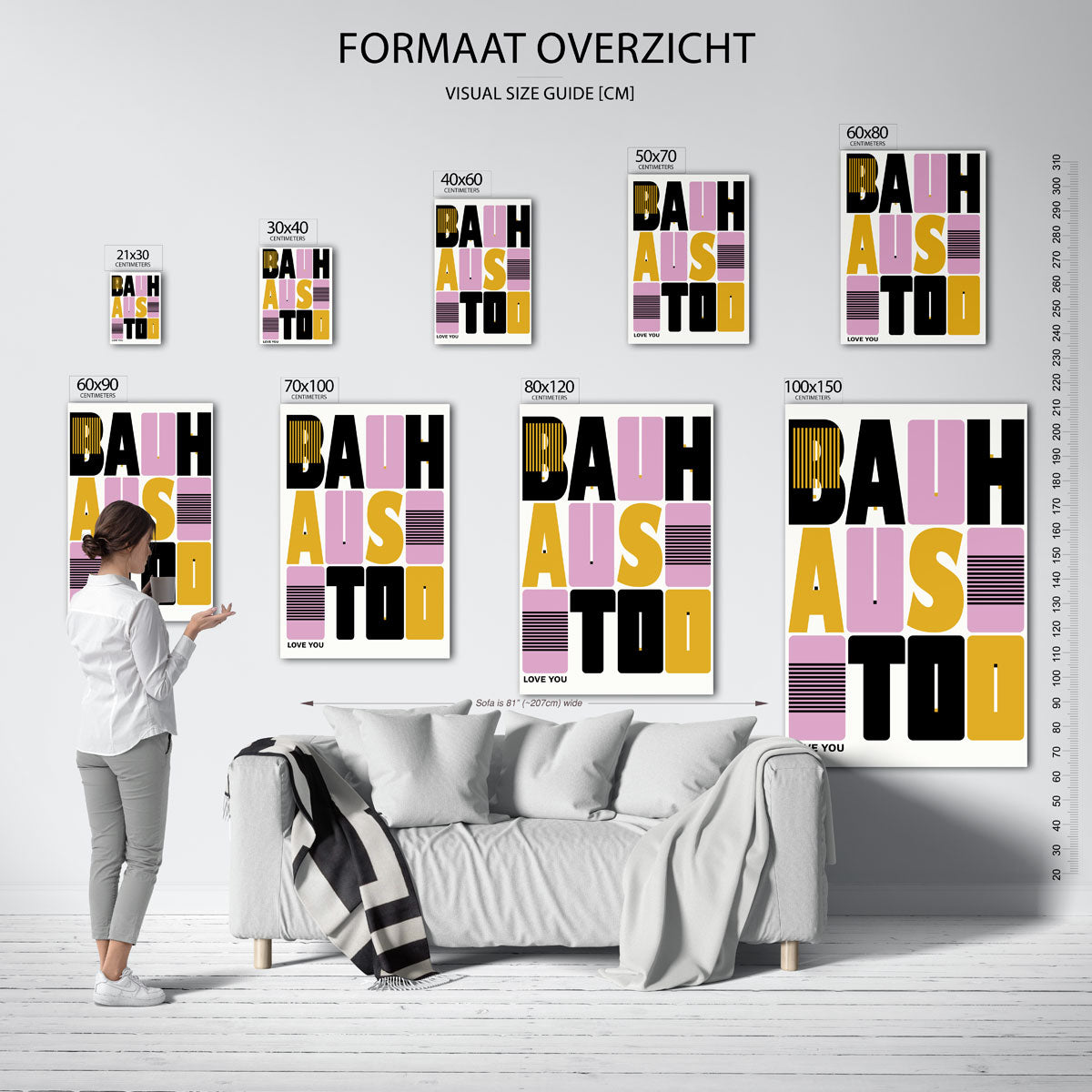Typografisch lijnenspel – geometrische poster in Bauhaus-stijl van WallArtistic