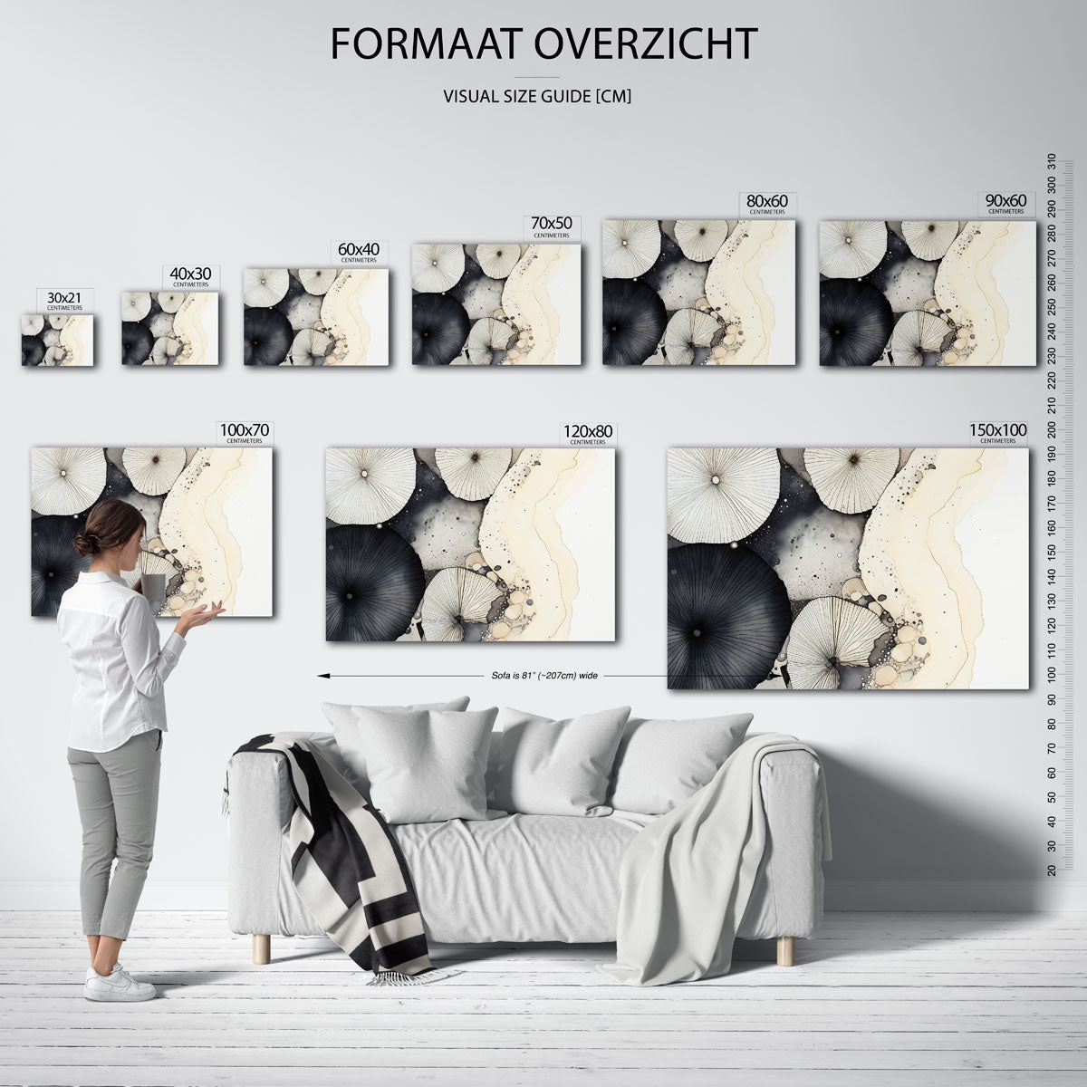 Abstracte vormen – liggende muurposter met abstracte vormen