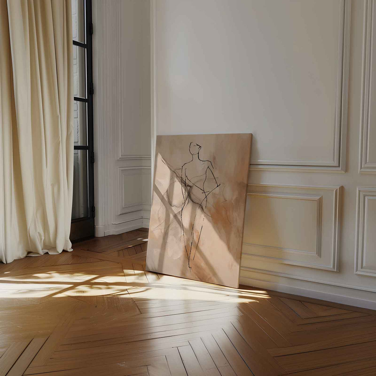 Elegante Schets van een Vrouw – canvas wanddecoratie in portret formaat