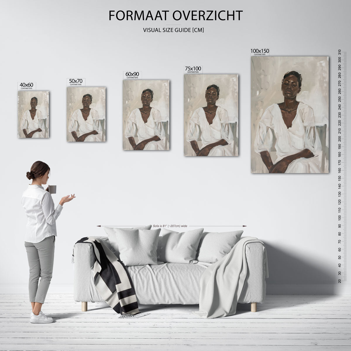 Rustige portretstudie – staand wanddecoratie kunstwerk