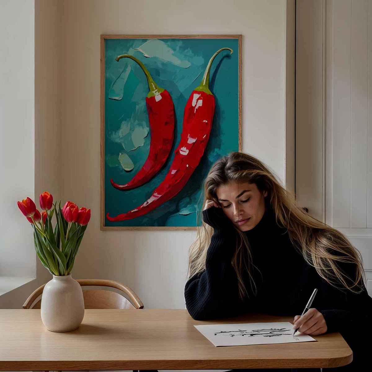 Spicy Pepper Art Print – keuken poster als sfeervolle staande wanddecoratie