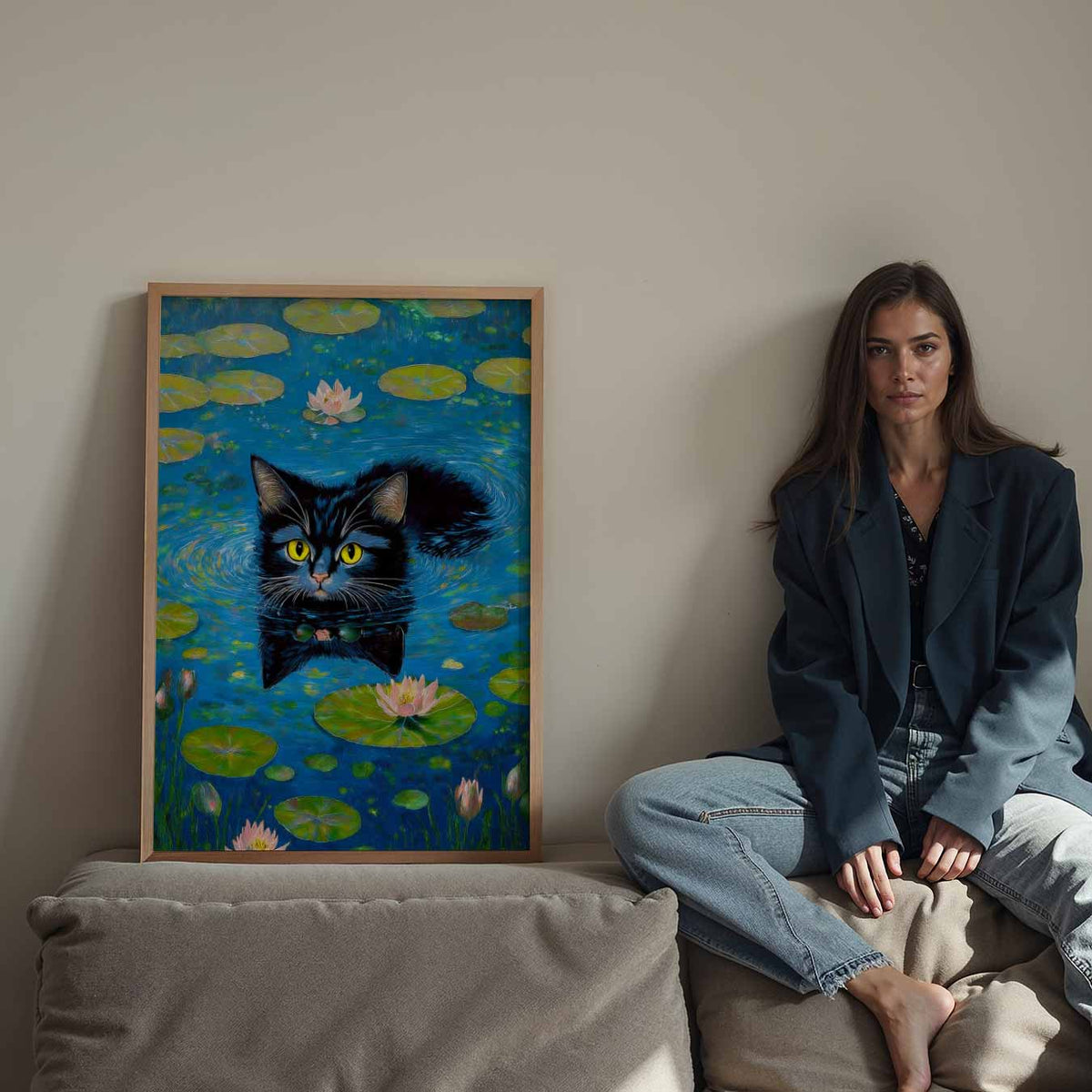Zwemavontuur van de Kat – Streetart wandkunst als portret poster