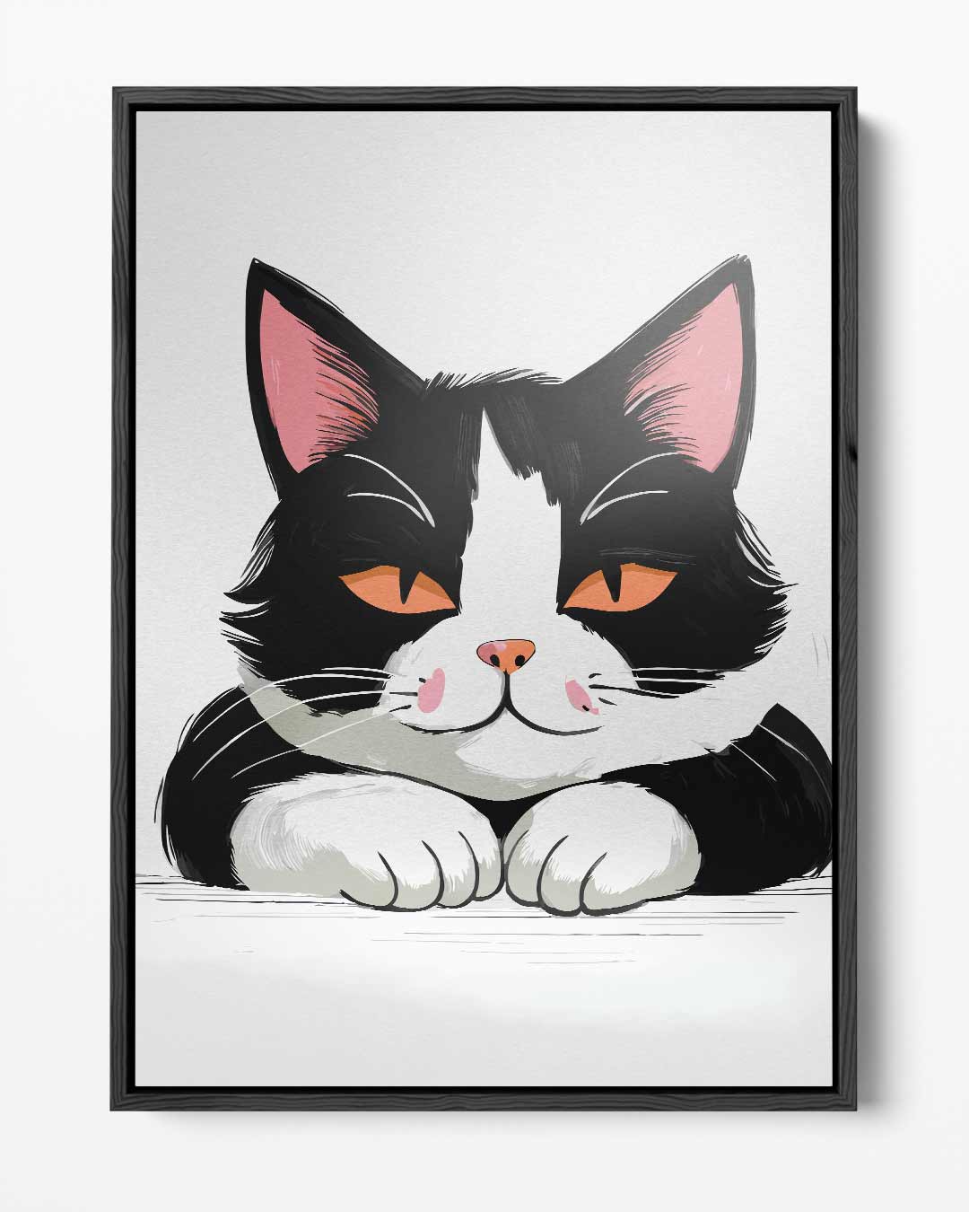 Knappe Kat met Oranje Ogen – portret kunstwerk als wanddecoratie
