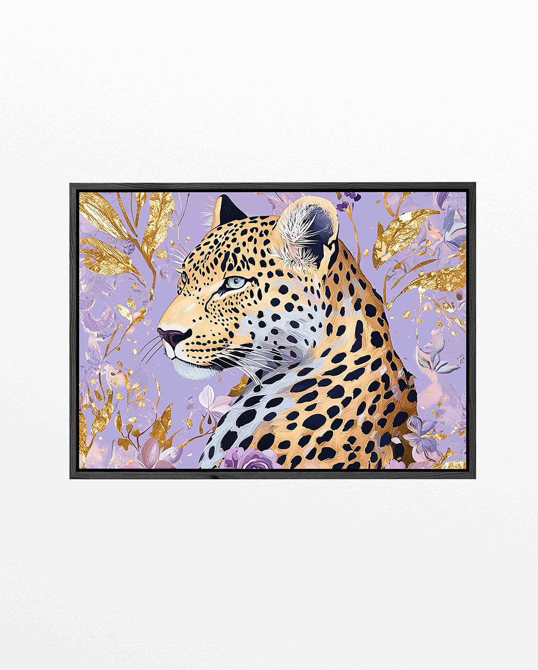 Luipaard en bloemen – liggend jungle kunstwerk