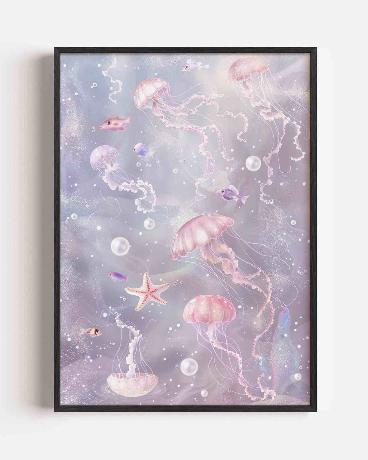 Kwallen en vissen – kleurrijke abstracte portret poster als wanddecoratie