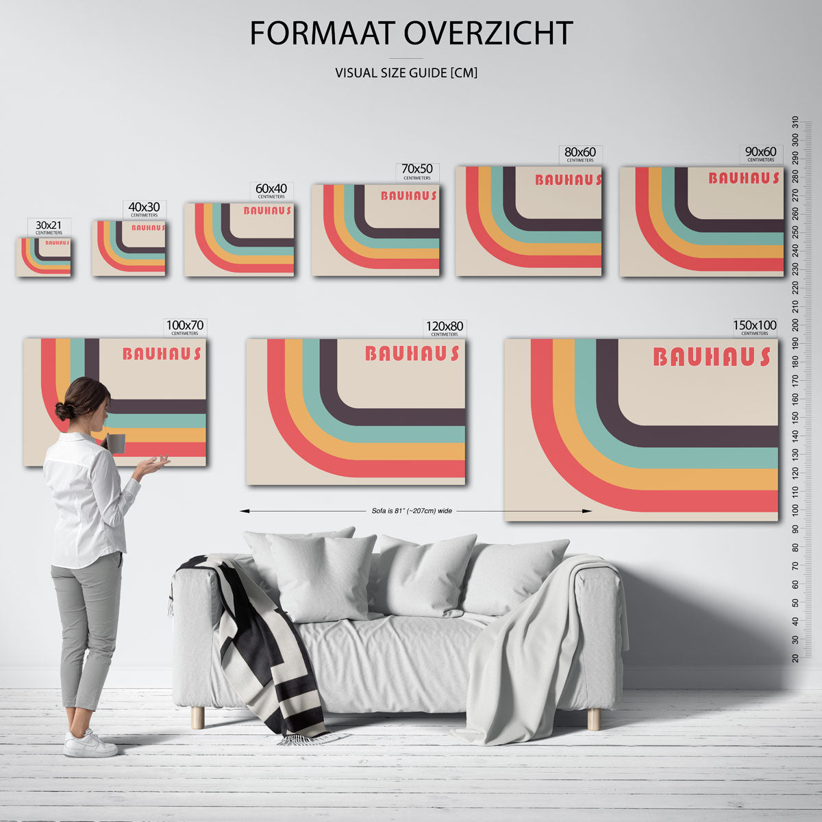 Kleurrijke booglijnen – geometrische poster in Bauhaus-stijl van WallArtistic