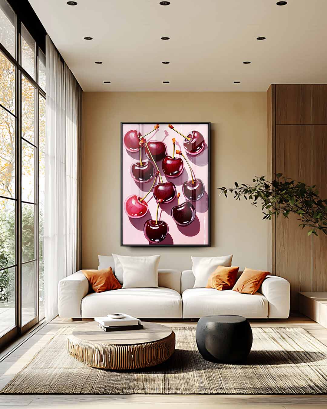 Kersenfeest op Roze Canvas – staande wandkunst voor woonkamer of interieur