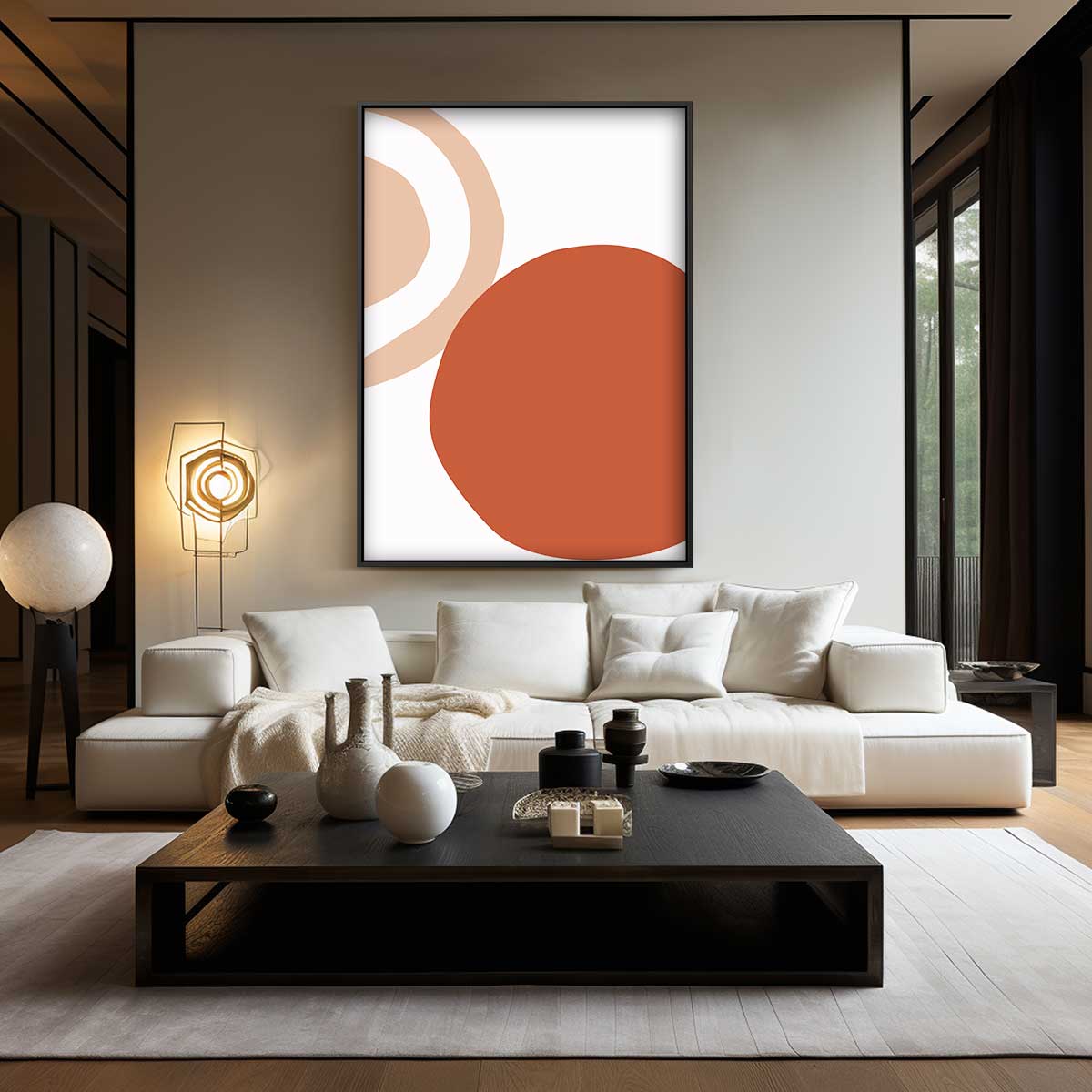 Aardetinten Abstractie – staand kunstwerk voor modern interieur