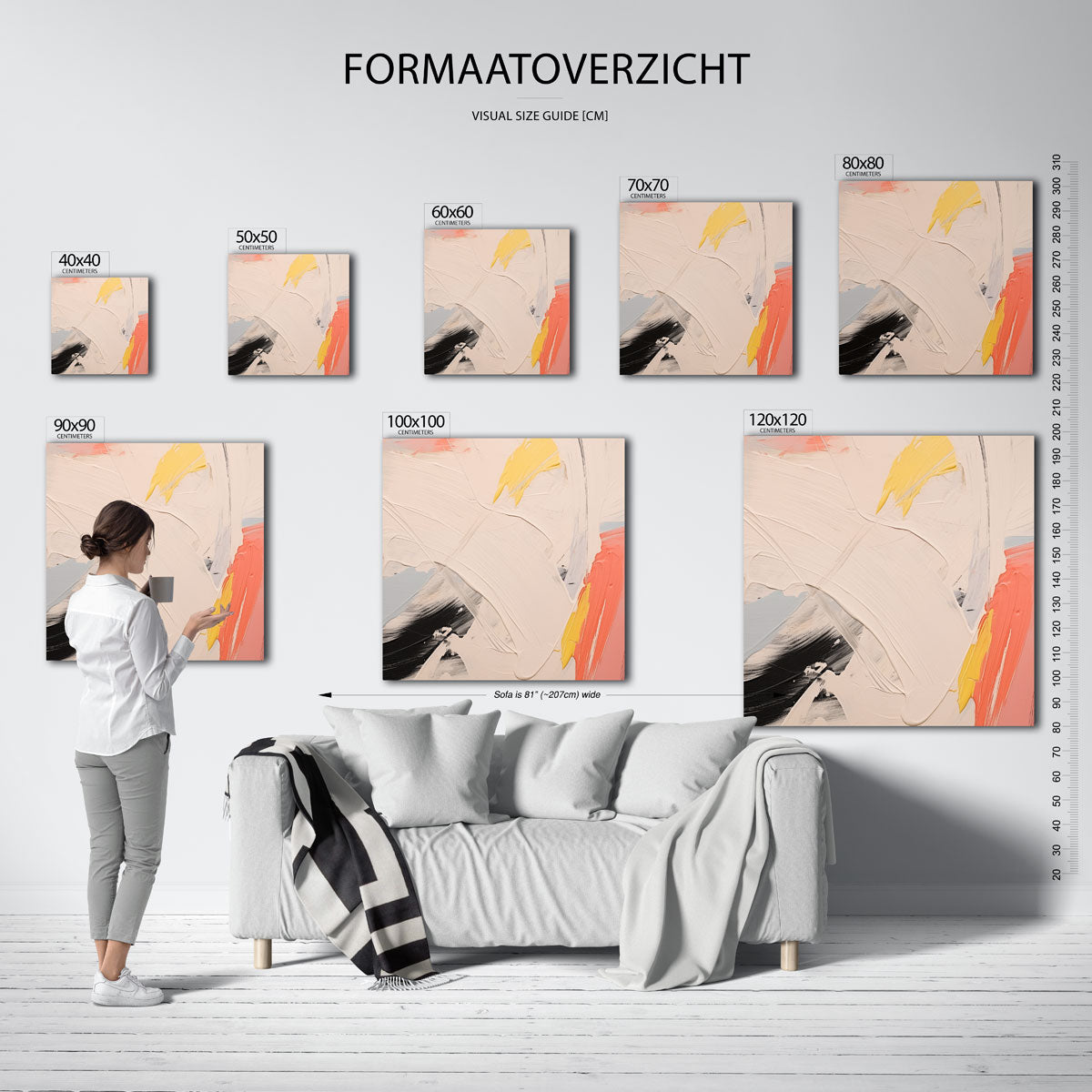 Abstracte penseelstreken – vierkante muurposter met abstracte vormen