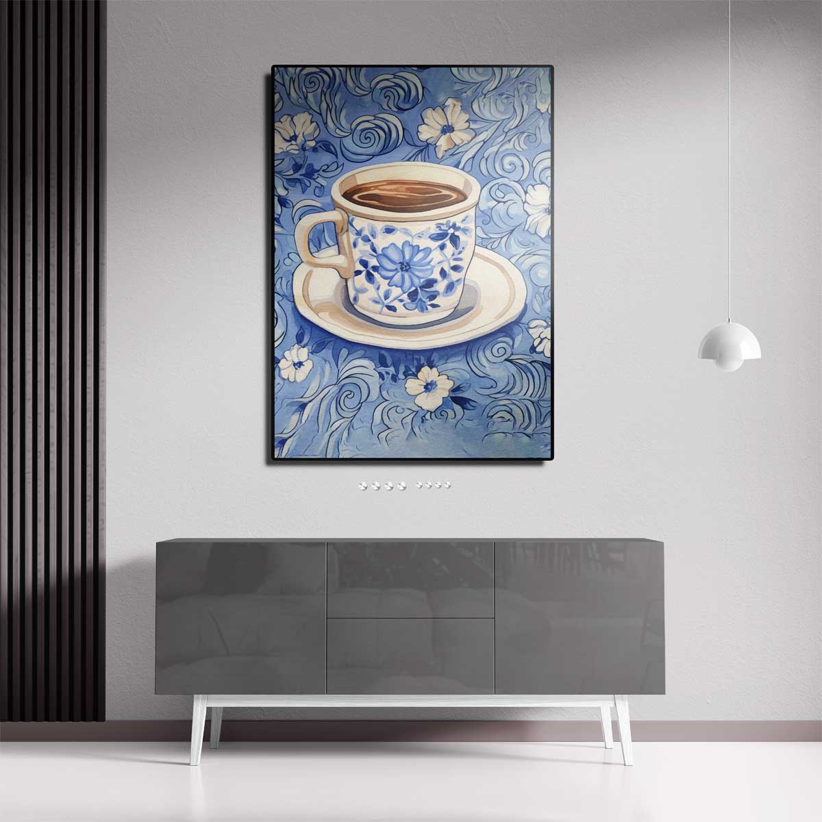 Blauwe Koffieochtend – canvas kunstwerk als wanddecoratie