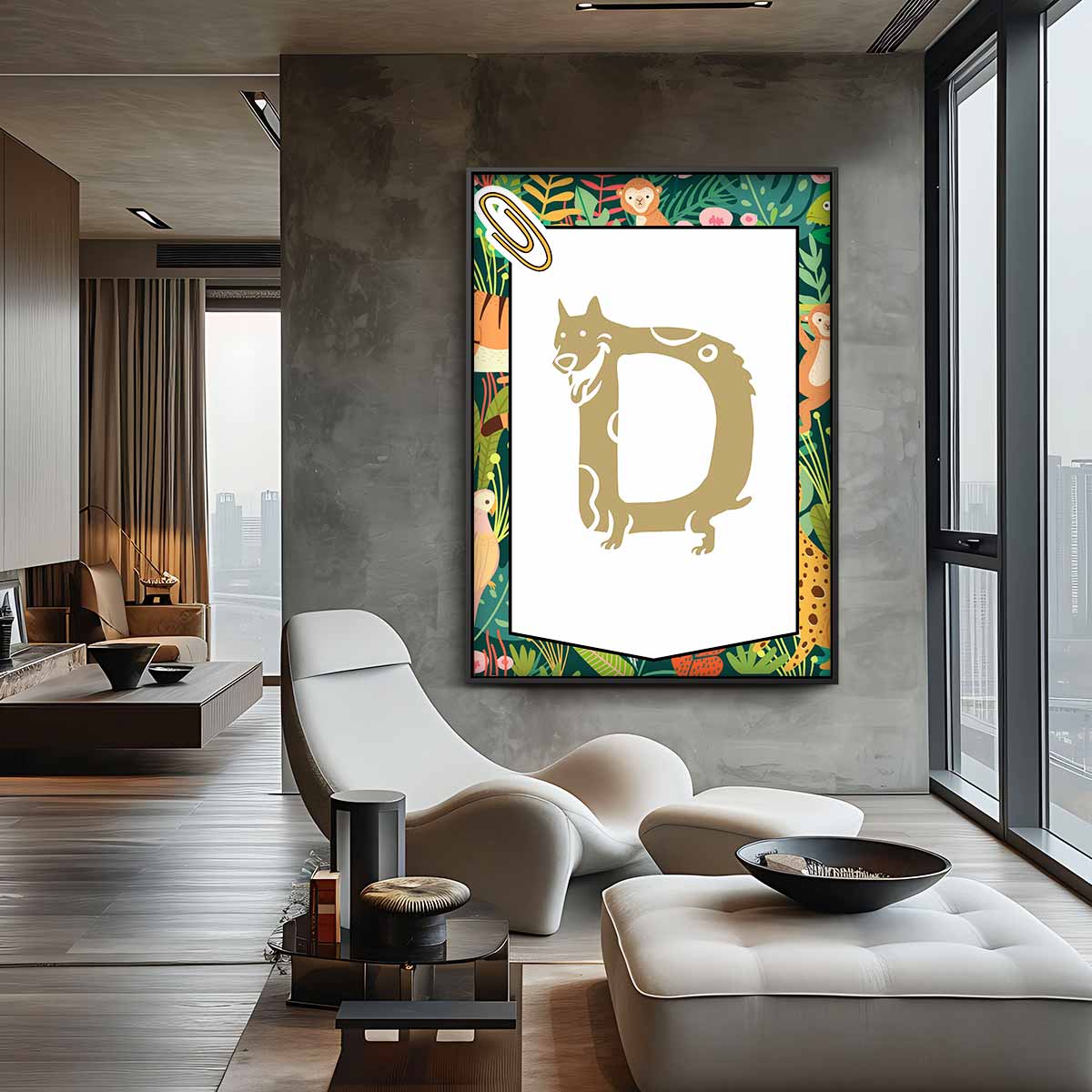 Dierenalfabet Poster - D – canvas wanddecoratie in portret formaat