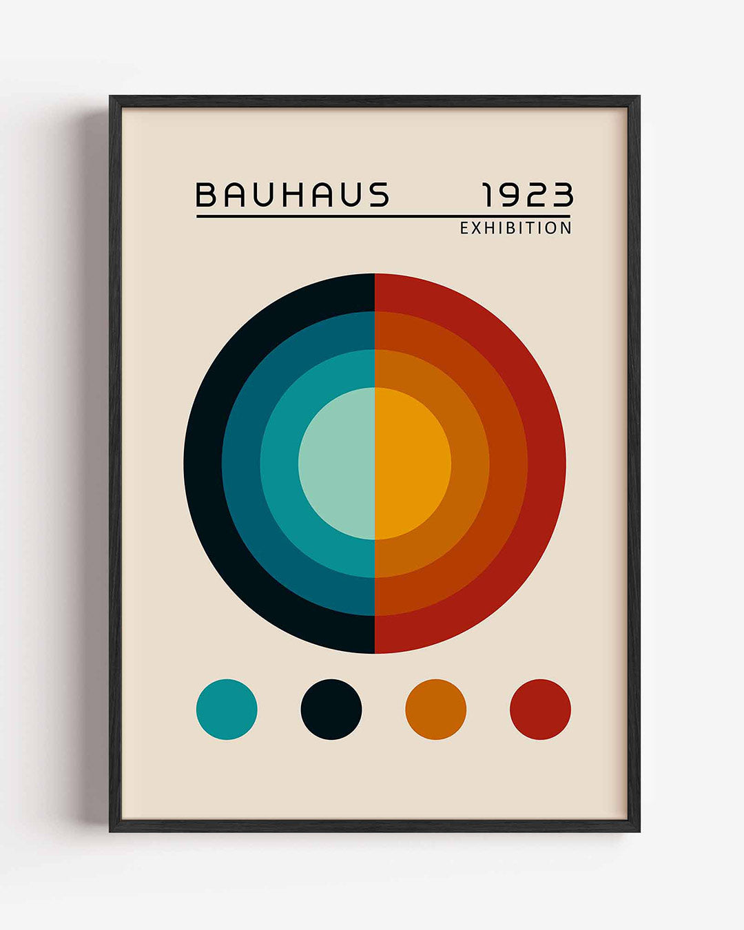 Cirkelvormen en kleur – staande Bauhaus poster als wanddecoratie