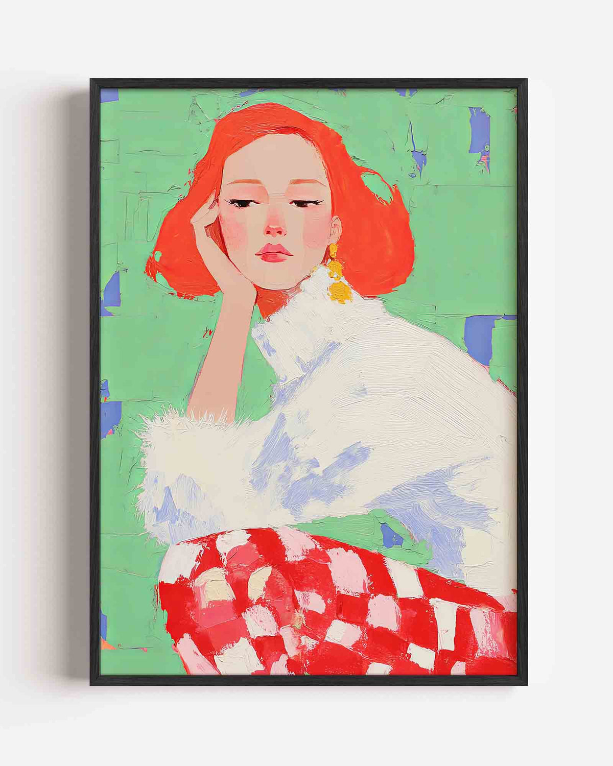 Vrouw met rood haar – dromerige illustratie poster als wanddecoratie