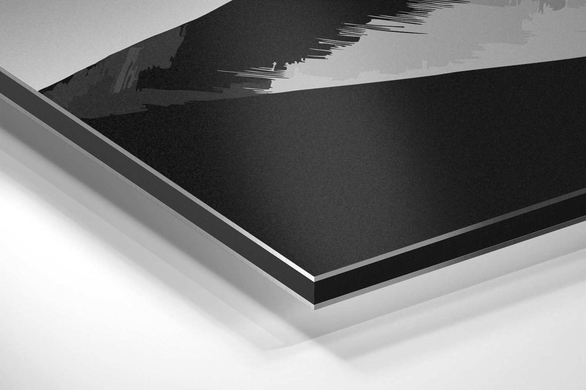 Sereen Berglandschap in Grijstinten – canvas kunstwerk als wanddecoratie