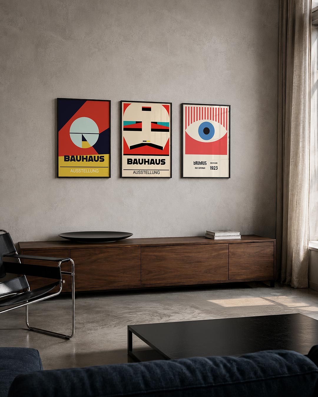 Vorm en kleur posterset – tweede productweergave – deze posterset in drie delen toont een dynamisch lijnenspel met