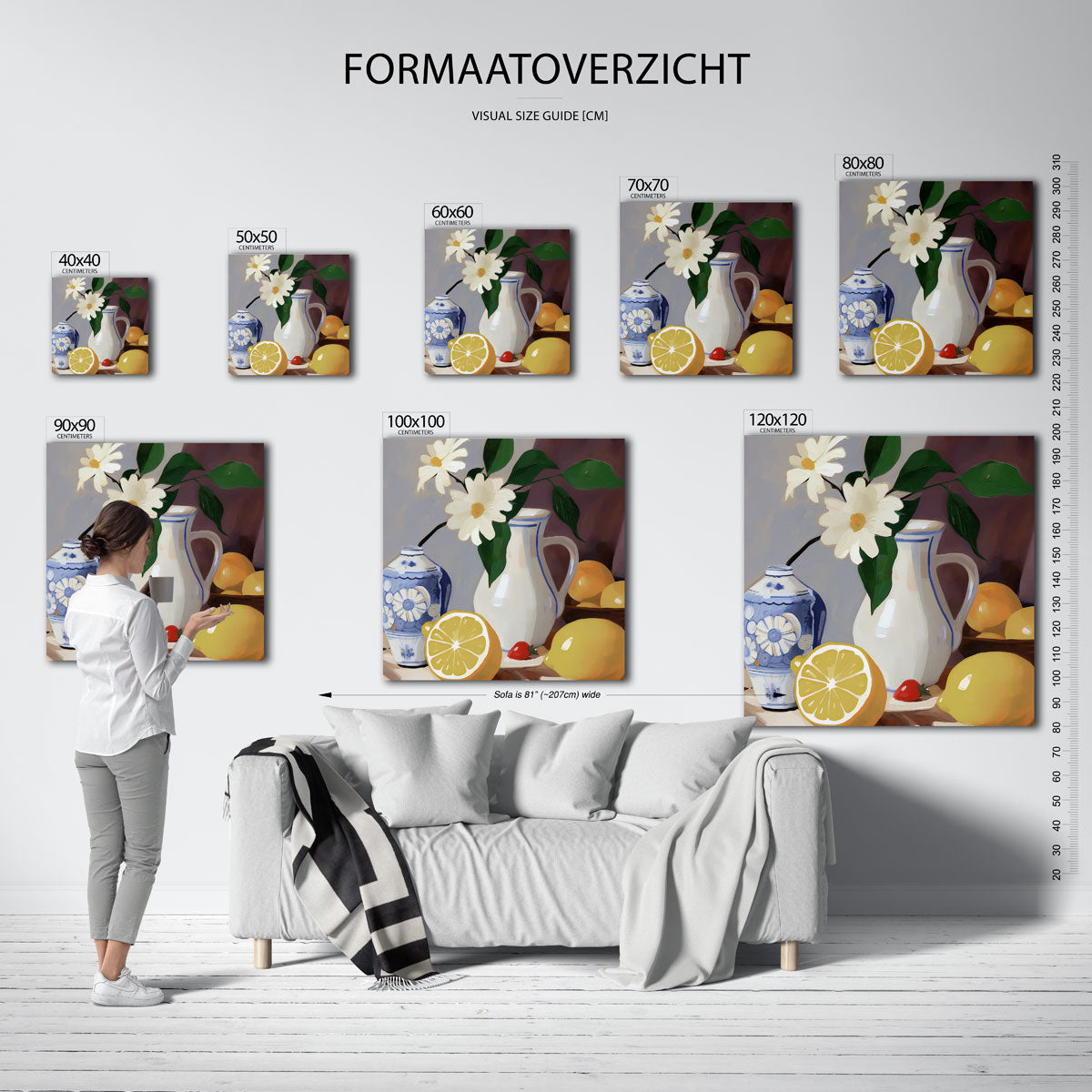 Bloemen en fruit – vierkante muurposter voor keuken of eethoek
