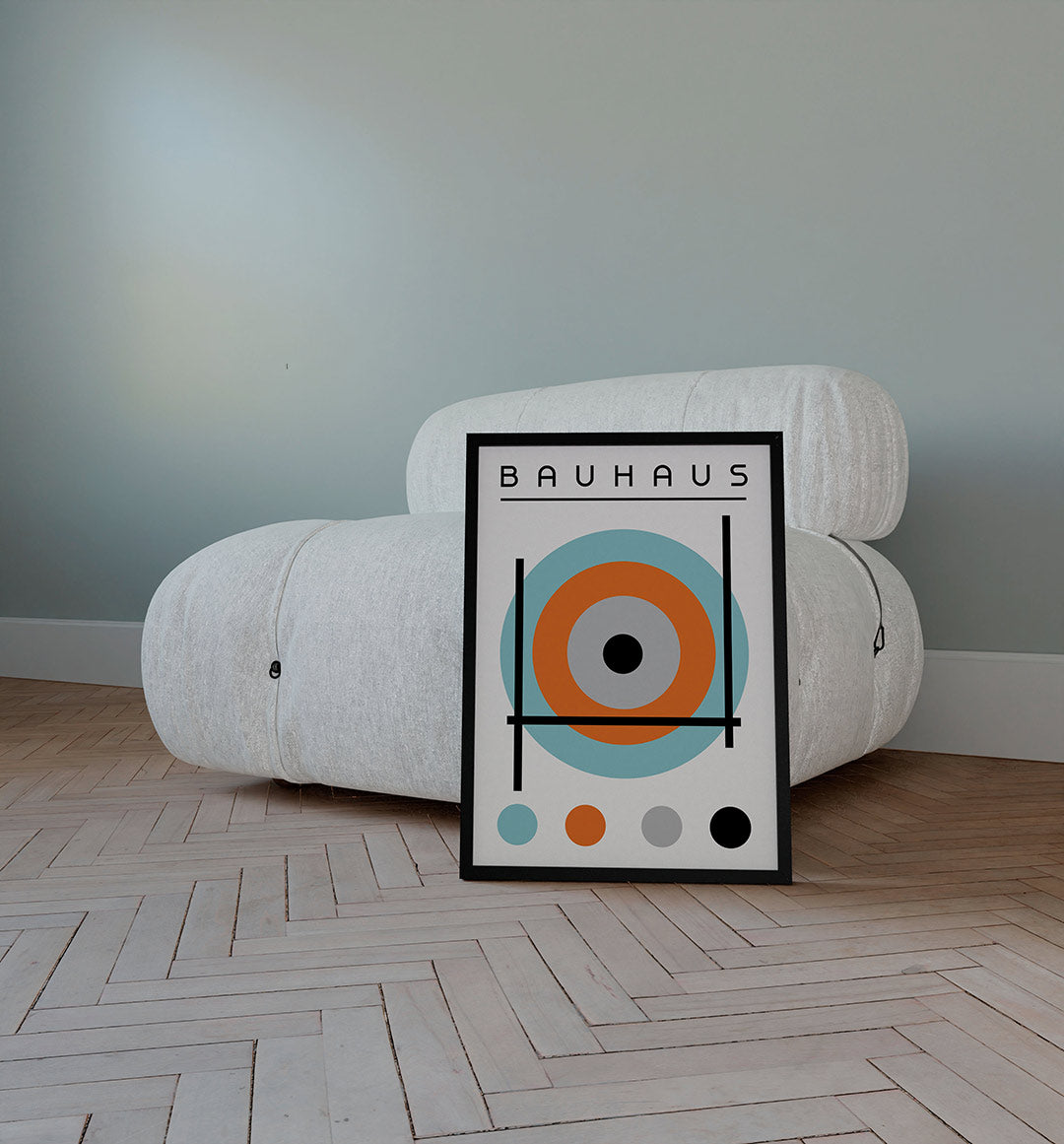 Cirkel en lijnen – staande Bauhaus poster voor aan de muur