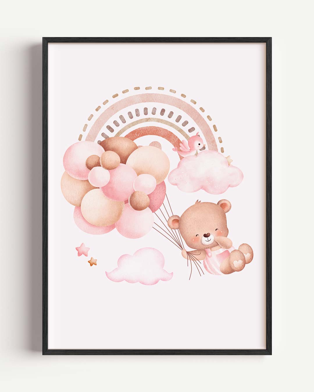 Dromerige Beer en Ballonnen Kinderkamer – kids portret poster als wanddecoratie