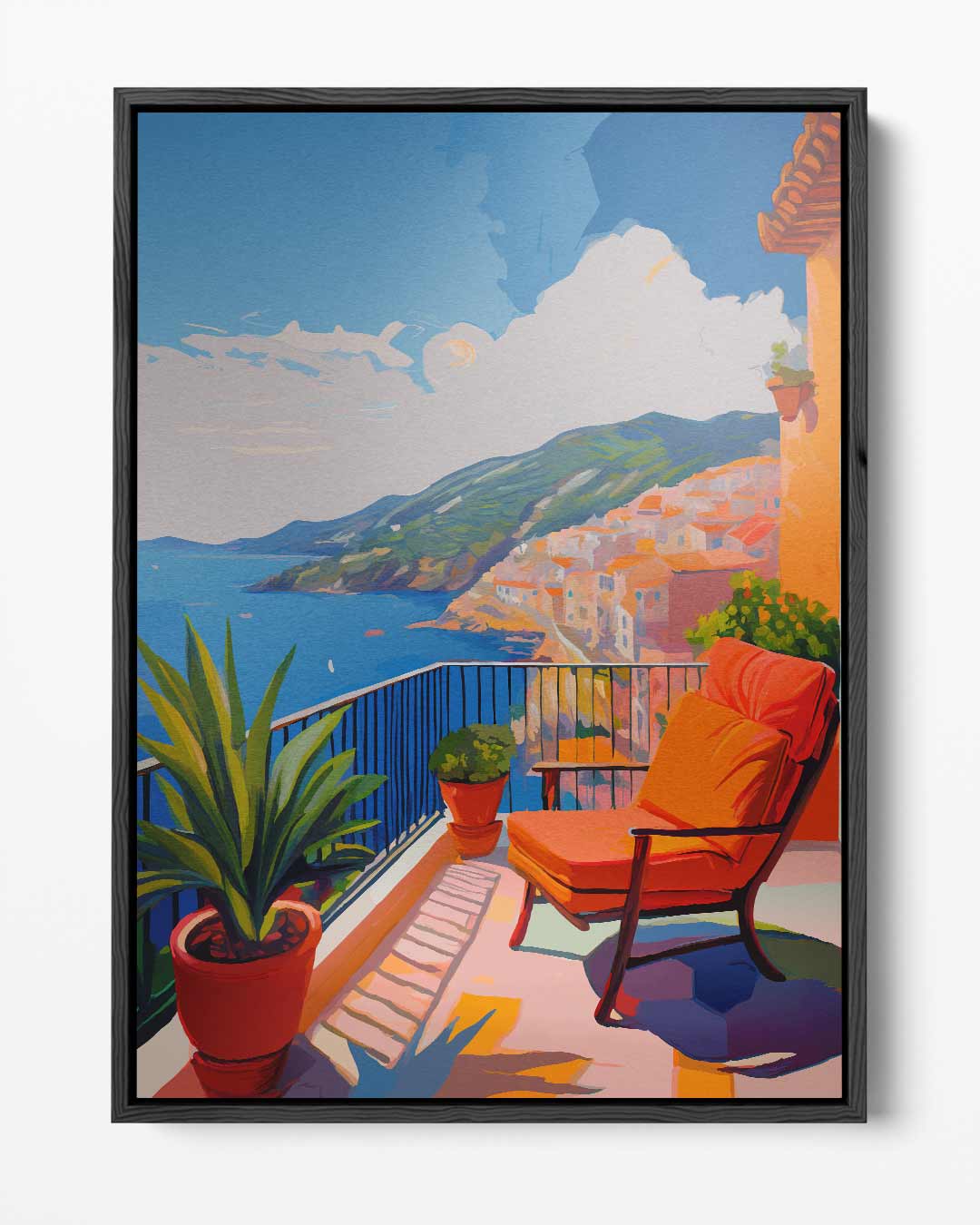 Zonnige Terrasdromen – portret kunstwerk als wanddecoratie