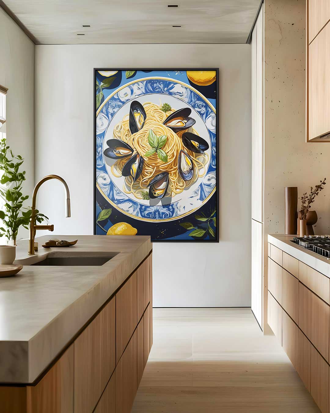 Pasta Delizia Schilderij – staand kunstwerk voor modern interieur
