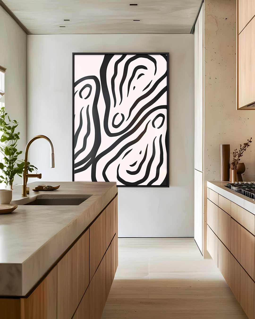 Abstracte Golfpatronen – staand kunstwerk voor modern interieur