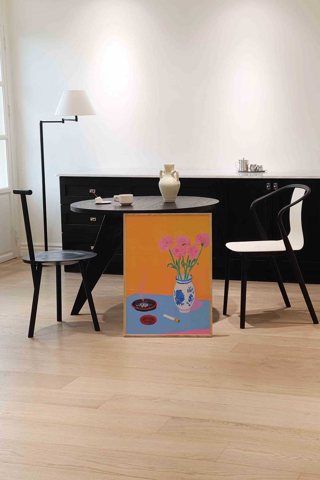 Bloemen en asbak – moderne wandkunst als portret poster